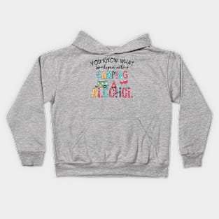 You know what rhymes with camping alcohol t-shirt funny camping drinking gift Kids Hoodie